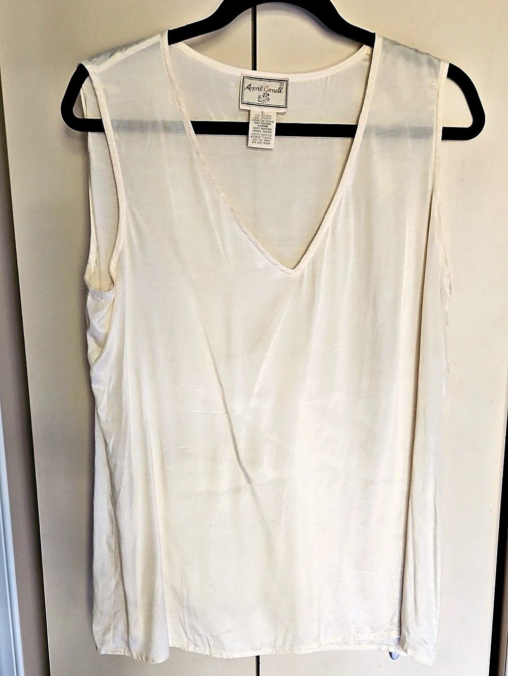 Aprile Cornell V-Neck Rayon Tank Top in White